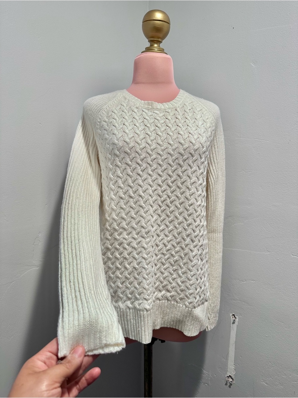 croft & barrow Off-White Cable Crewneck Sweater